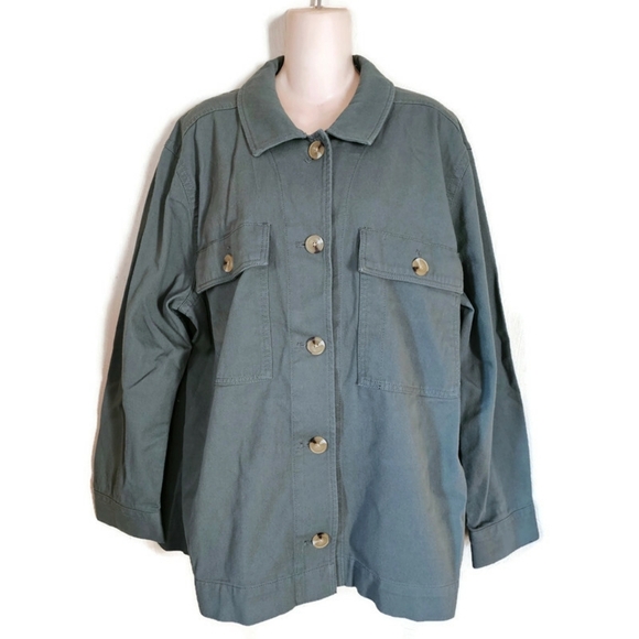 Free Assembly Green Surplus Shirt Jacket Size Women's XXL NEW - Picture 3 of 11